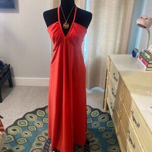 Vintage 70s Disco Maxi Halter Dress